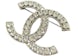 Chanel Crystal CC Logo Brooch Silver